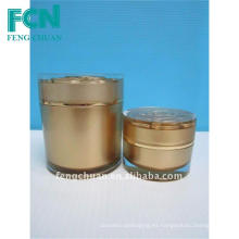 frasco cosmético de acrílico con tapa de oro 50ml ronda de embalaje de cosméticos de gama alta